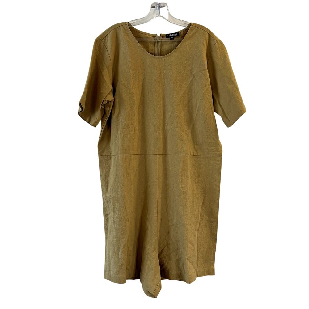 Ilana Kohn Lee Romper Mustard Yellow Cotton Short Sleeve Size 16 NWOT